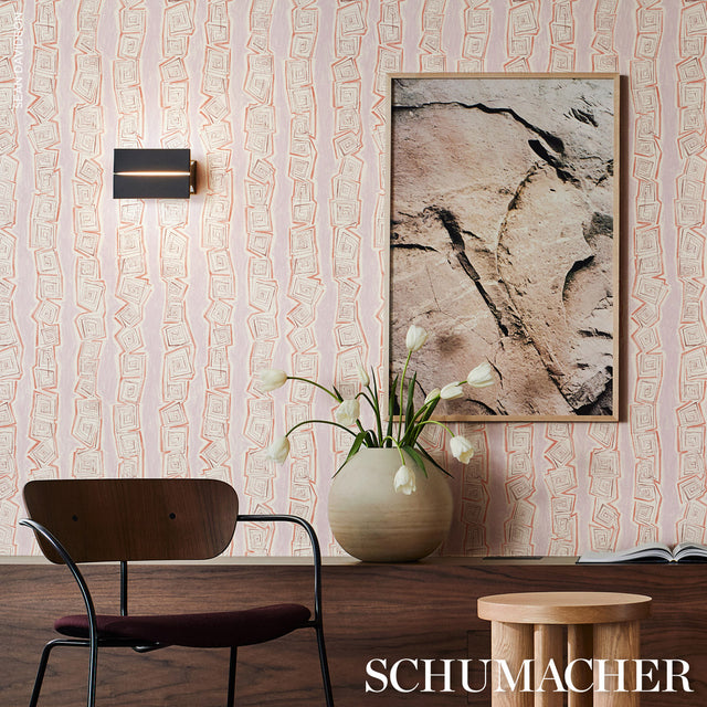 Taboo Warm Lilac by Backdrop Abstract Doodle Stripe Wallpaper – Schumacher 5014212
