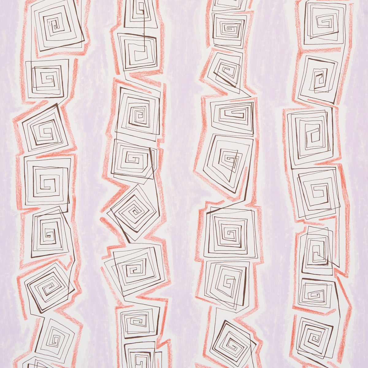 Taboo Warm Lilac by Backdrop for Schumacher – Abstract Doodle Stripe Wallpaper