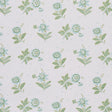 Colline wallpaper in Leaf & Aqua by Schumacher, small-scale floral design with green and aqua flowers on a stippled background