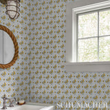 Basile Trellis Yellow & Blue Wallpaper by Schumacher – 5014230