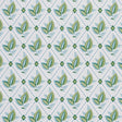 Basile Trellis wallpaper in Leaf & Aqua by Schumacher features a leafy lattice geometric design in green and aqua tones.