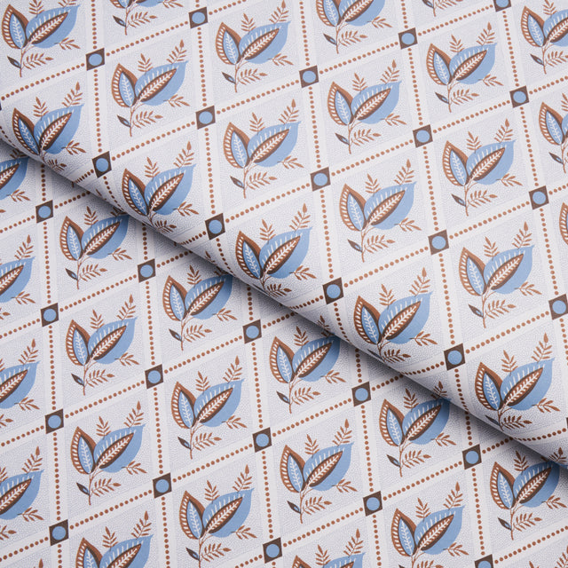 Basile Trellis Delft & Sepia by Schumacher Small-Scale Geometric Lattice Wallpaper – Schumacher 5014232