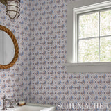 Basile Trellis Delft & Sepia by Schumacher Small-Scale Geometric Lattice Wallpaper – Schumacher 5014232