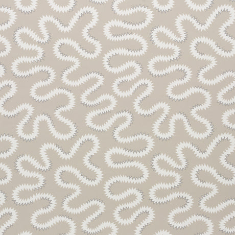 Zoelie wallpaper in natural by Schumacher features a modern vermicelli motif in a neutral colorway, ideal for adding playful texture to any room.