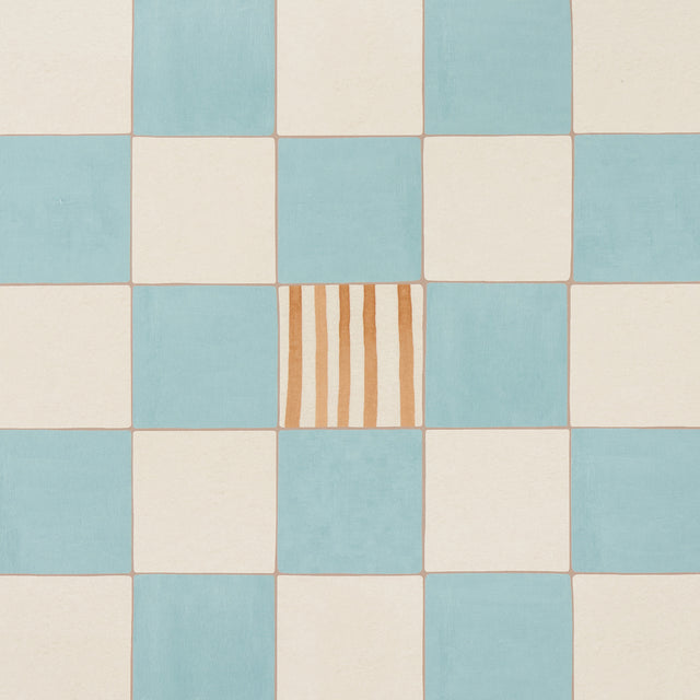 Gambit Panel Teal & Earthy Brown by Backdrop Painterly Checkered Wallpaper – Schumacher 5014260