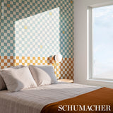 Gambit Panel Teal & Earthy Brown by Backdrop Painterly Checkered Wallpaper – Schumacher 5014260