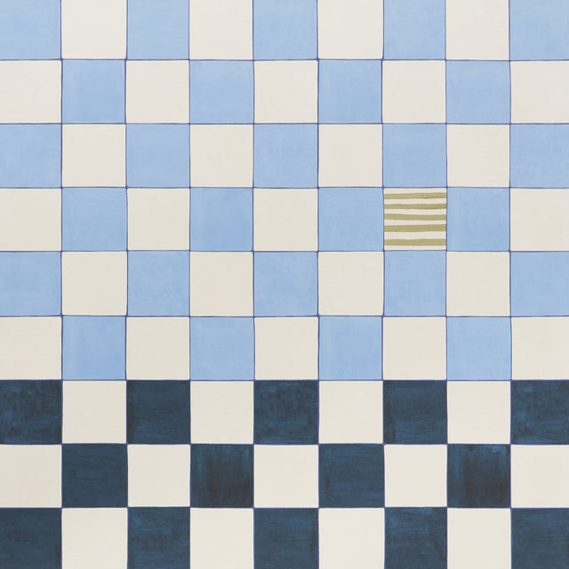 Gambit Panel Sky & Deep Navy by Schumacher Painterly Checkered Wallpaper Panel – Schumacher 5014261