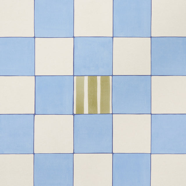 Gambit Panel Sky & Deep Navy by Schumacher Painterly Checkered Wallpaper Panel – Schumacher 5014261