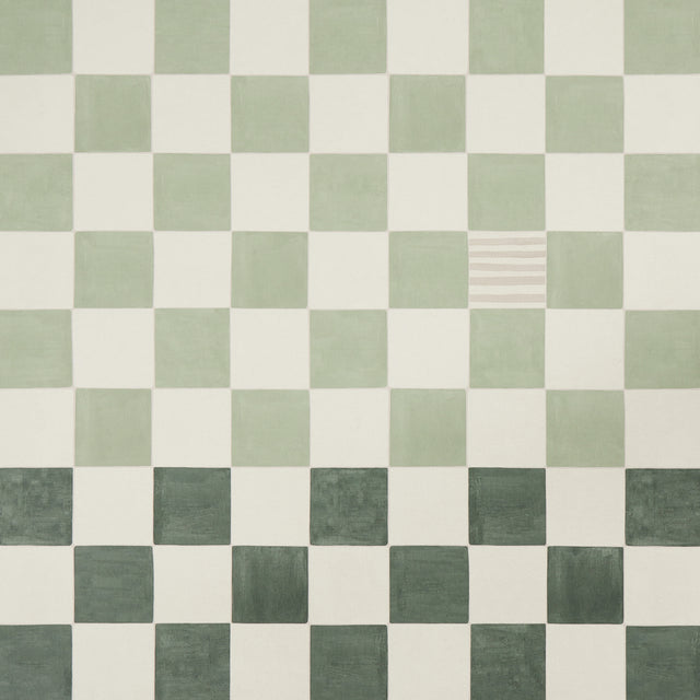Gambit Panel Sage & Deep Green by Schumacher Painterly Checkered Wallpaper Panel – Schumacher 5014262