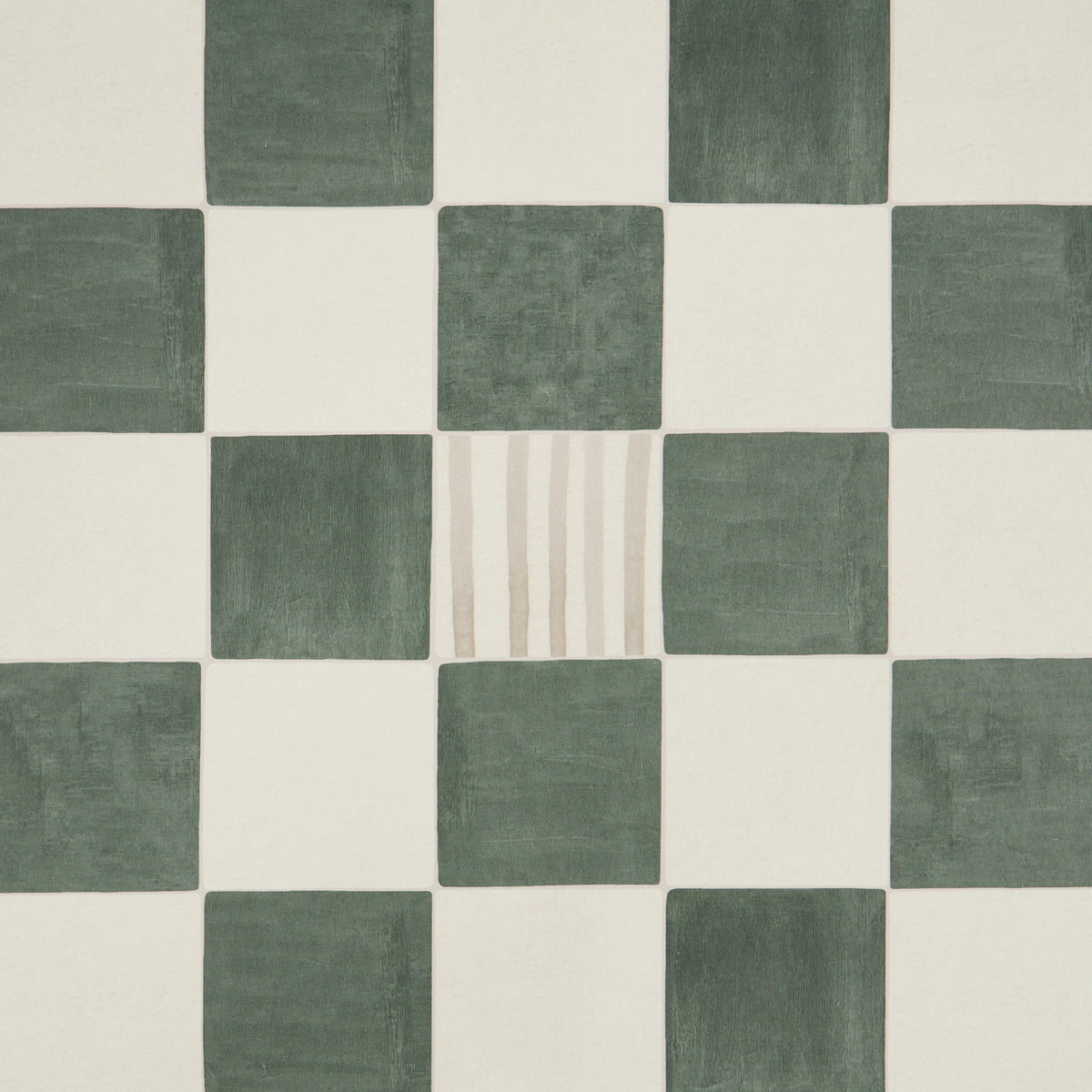 Gambit Panel Sage & Deep Green by Schumacher Painterly Checkered Wallpaper Panel – Schumacher 5014262