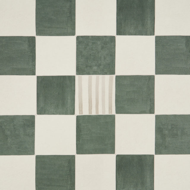 Gambit Panel Sage & Deep Green by Schumacher Painterly Checkered Wallpaper Panel – Schumacher 5014262
