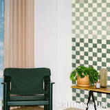 Gambit Panel Sage & Deep Green by Schumacher Painterly Checkered Wallpaper Panel – Schumacher 5014262