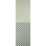 Gambit Panel wallpaper in sage and deep green by Schumacher, featuring a painterly checkered pattern in a wide-width panel.