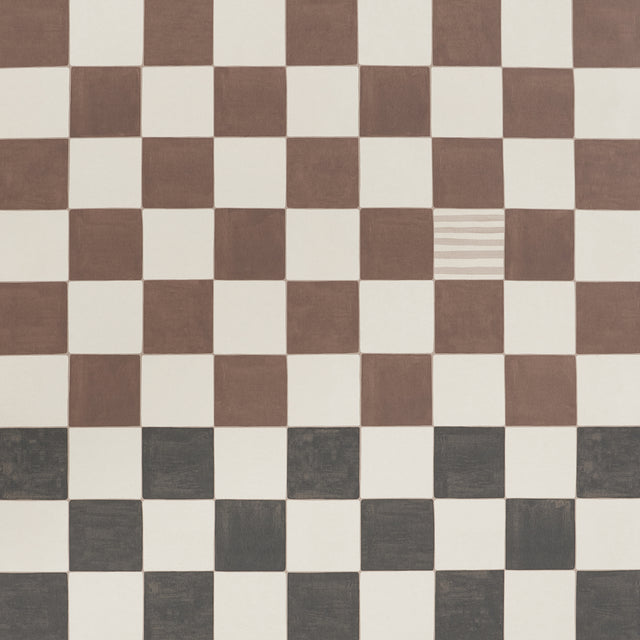 Gambit Panel Cocoa & Charcoal by Schumacher Painterly Checkered Wallpaper Panel – Schumacher 5014263