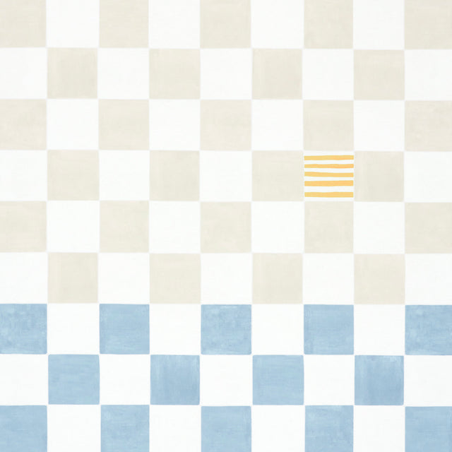 Gambit Panel Sand & Soft Blue by Schumacher Painterly Checkered Wallpaper Panel – 5014264