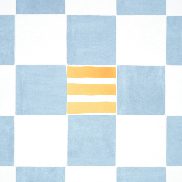 Gambit Panel Sand & Soft Blue by Schumacher Painterly Checkered Wallpaper Panel – 5014264