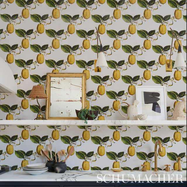 Le Citron Ivory by Johnson Hartig Botanical Lemon Wallpaper – Schumacher 5014280