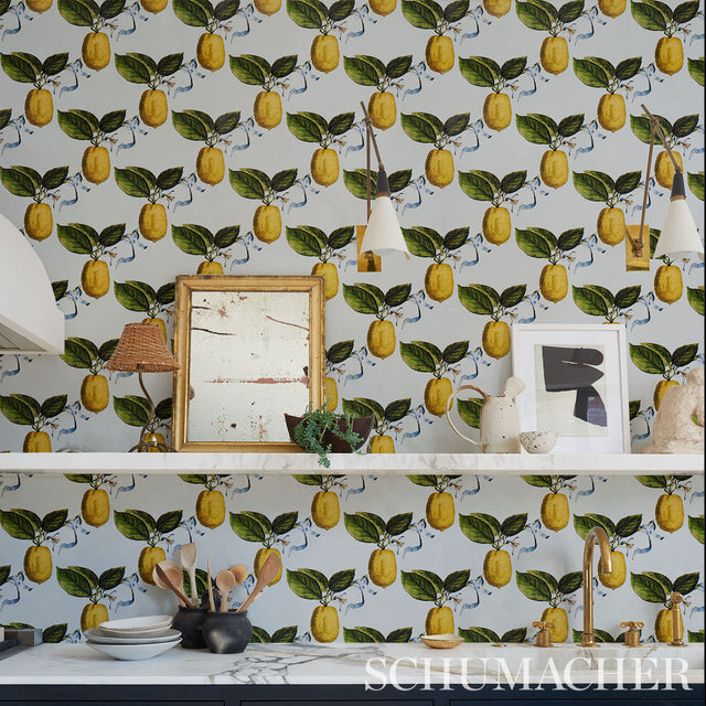 Le Citron Sky by Johnson Hartig Whimsical Lemon Wallpaper – Schumacher 5014281