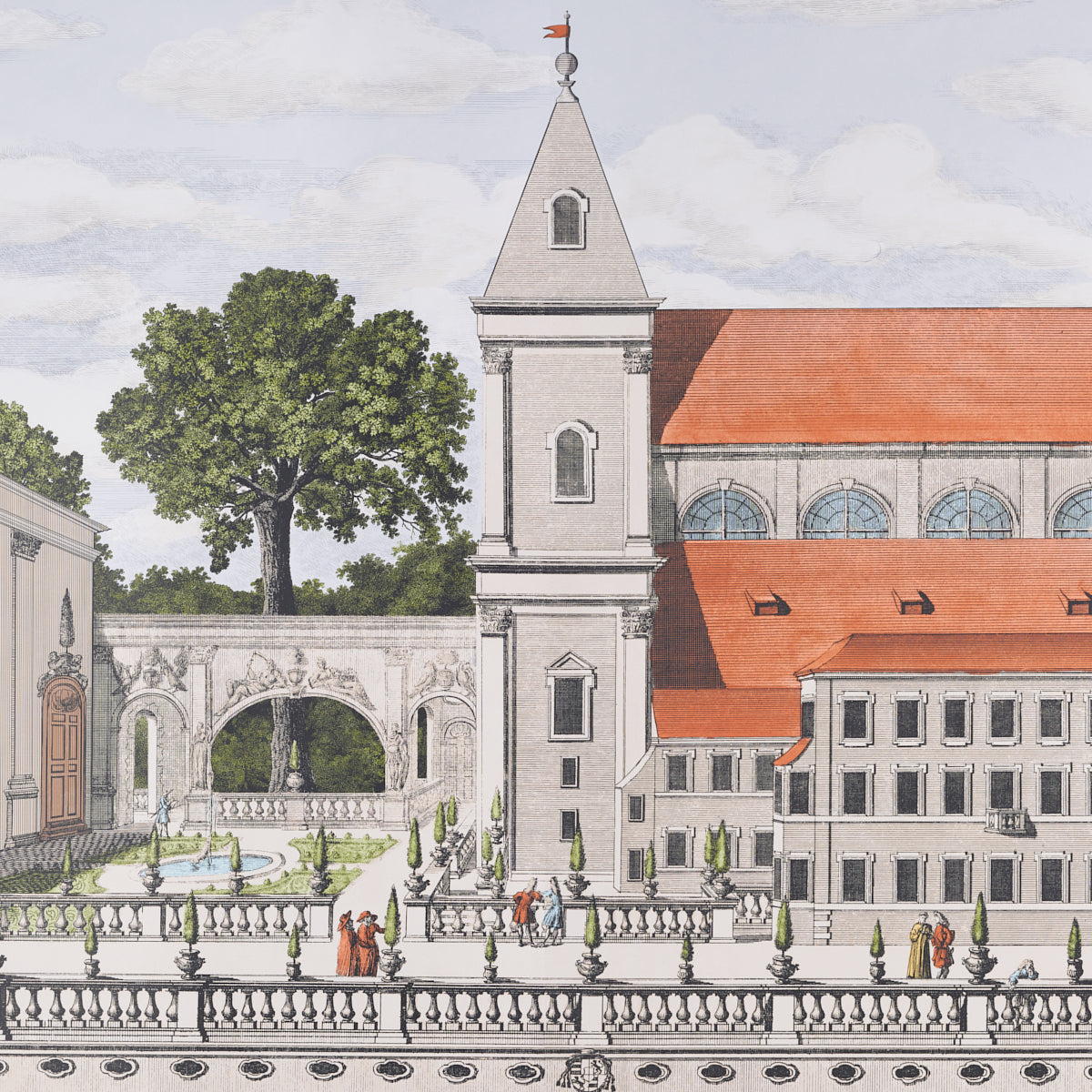 Piazza Firenze Panel Set Document by Schumacher Architectural Wallpaper – Schumacher 5014300