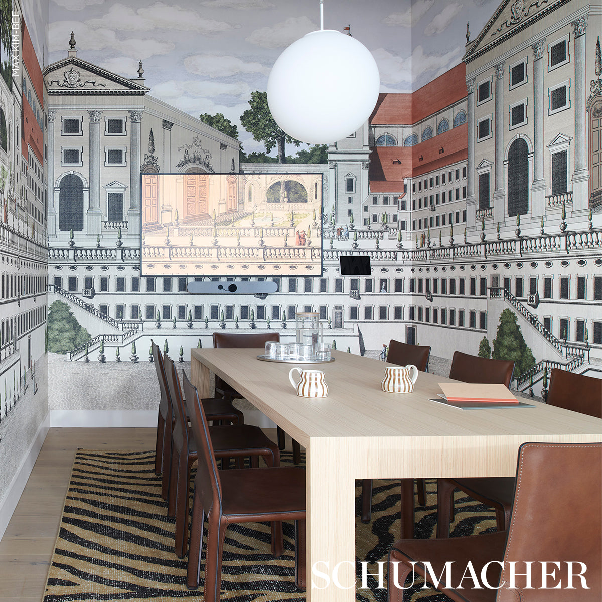 Piazza Firenze Panel Set Document by Schumacher Architectural Wallpaper – Schumacher 5014300