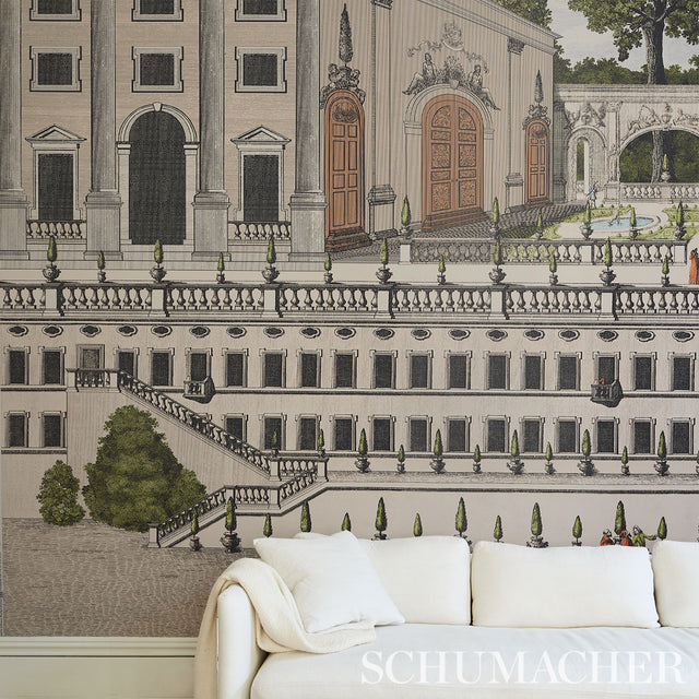 Piazza Firenze Panel Set Document by Schumacher Architectural Wallpaper – Schumacher 5014300