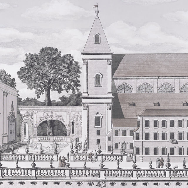 Piazza Firenze Panel Set Grisaille by Schumacher Architectural Panorama Wallpaper – 5014301