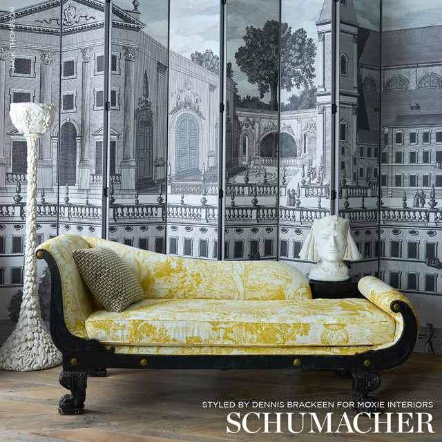 Piazza Firenze Panel Set Grisaille by Schumacher Architectural Panorama Wallpaper – 5014301