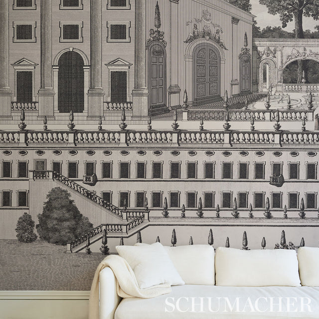 Piazza Firenze Panel Set Grisaille by Schumacher Architectural Panorama Wallpaper – 5014301