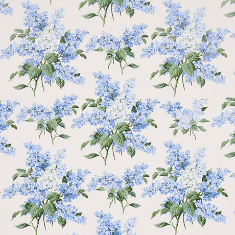 Proust's Lilacs blue floral wallpaper by Johnson Hartig for Schumacher, large-scale botanical pattern