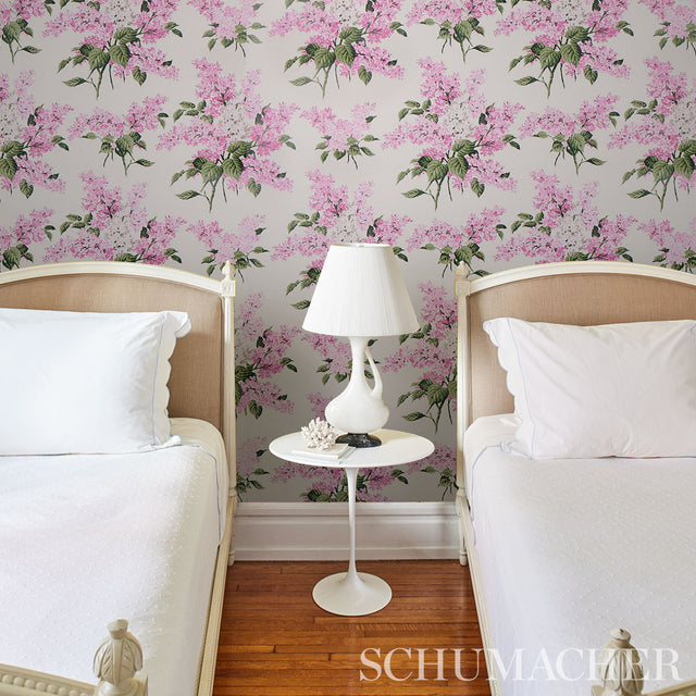 Proust's Lilacs Pink Floral Wallpaper by Johnson Hartig – Schumacher 5014312