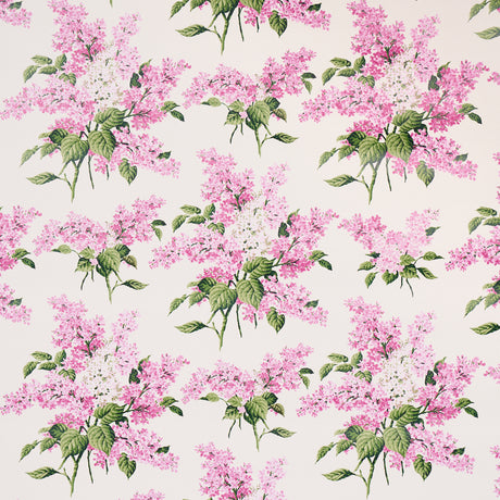 Proust's Lilacs pink floral wallpaper by Johnson Hartig for Schumacher, large-scale botanical pattern