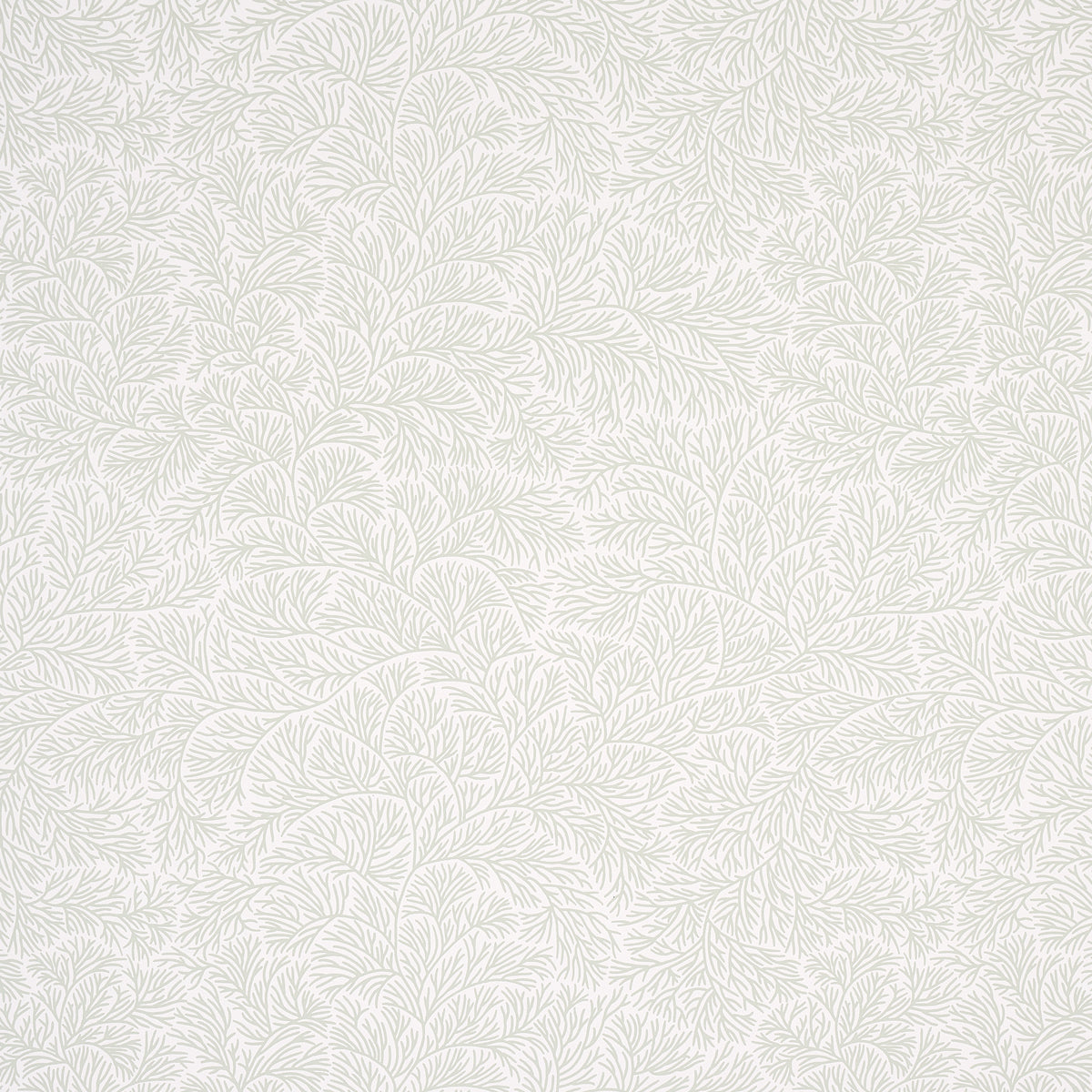 Bougainvillea Leaf Green wallpaper by Schumacher in a bedroom setting, featuring a delicate botanical pattern.