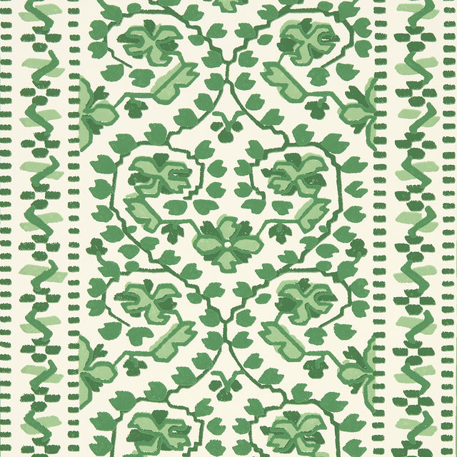 JASMINE Leaf Green by Schumacher Botanical Stripe Wallpaper – Moon River Collection 5014341
