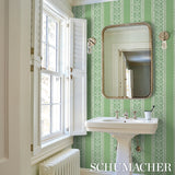 JASMINE Leaf Green by Schumacher Botanical Stripe Wallpaper – Moon River Collection 5014341