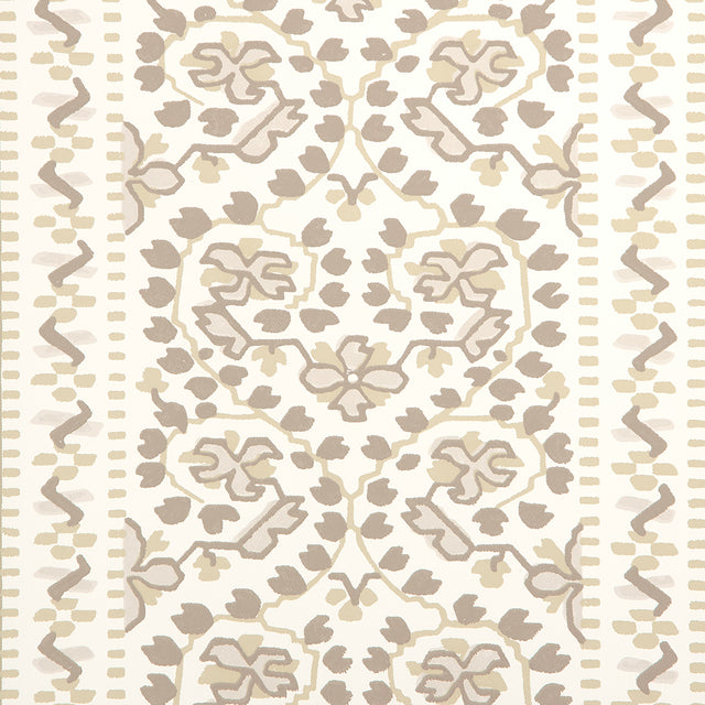 JASMINE Neutral by Schumacher Classic Floral Stripe Wallpaper – Moon River Collection 5014342
