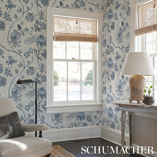 Chinoiserie Vine Cobalt by Mark D. Sikes Schumacher Wallpaper – 5014350