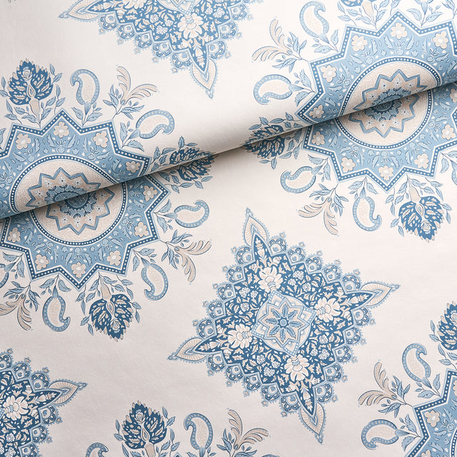 Montecito Medallion China Blue by Mark D. Sikes Large-Scale Medallion Wallpaper – Schumacher 5014362