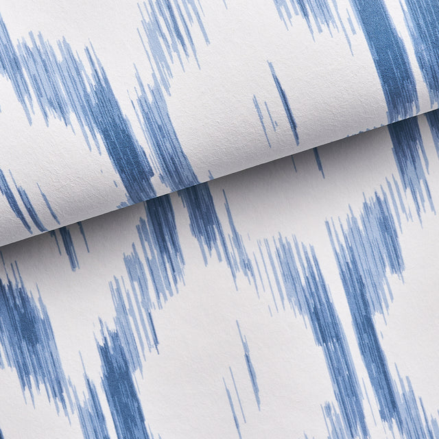 Santa Monica Indigo by Mark D. Sikes Blue Ikat Wallpaper – Schumacher 5014370