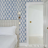 Santa Monica Indigo by Mark D. Sikes Blue Ikat Wallpaper – Schumacher 5014370