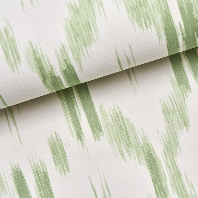 Santa Monica Leaf Green by Mark D. Sikes Ikat Wallpaper – Schumacher 5014372