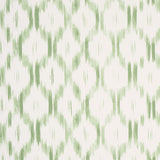 Santa Monica wallpaper in Leaf Green by Mark D. Sikes for Schumacher, featuring an archival ikat pattern in a fresh green and white colorway.