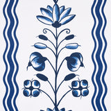 Delft Waves Blue by Marie-Anne Oudejans Floral Stripe Wallpaper – Schumacher 5014380