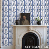 Delft Waves Blue by Marie-Anne Oudejans Floral Stripe Wallpaper – Schumacher 5014380