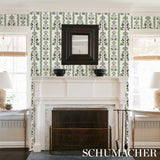 Delft Waves Green by Schumacher Hand-Painted Floral Stripe Wallpaper – Marie-Anne Oudejans 5014381