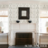 Delft Waves Neutral by Schumacher Hand-Painted Floral Stripe Wallpaper – Marie-Anne Oudejans 5014382