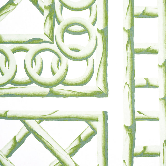 Bamboo Trellis Panel A Green by Marie-Anne Oudejans Schumacher Wallpaper Panel – Schumacher 5014390