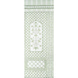 Bamboo Trellis Panel A in green by Marie-Anne Oudejans for Schumacher, a chic lattice wallpaper panel with stylized floral inset.