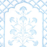 Bamboo Trellis Panel A Blue by Marie-Anne Oudejans Lattice Scenic Wallpaper Panel – Schumacher 5014391