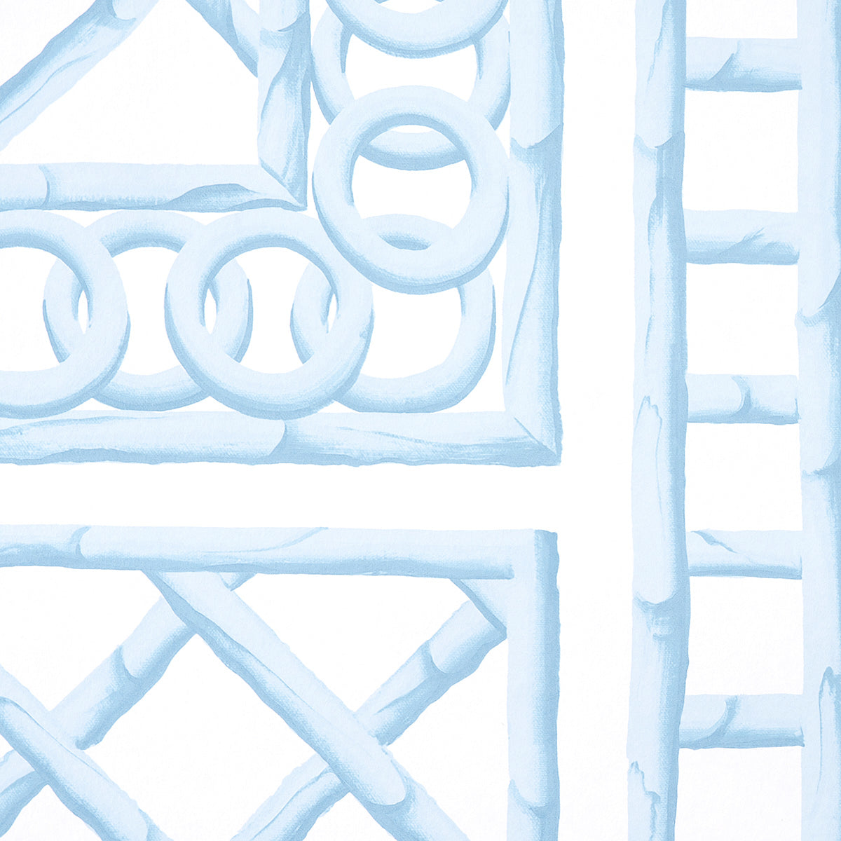 Bamboo Trellis Panel A Blue by Marie-Anne Oudejans Lattice Scenic Wallpaper Panel – Schumacher 5014391