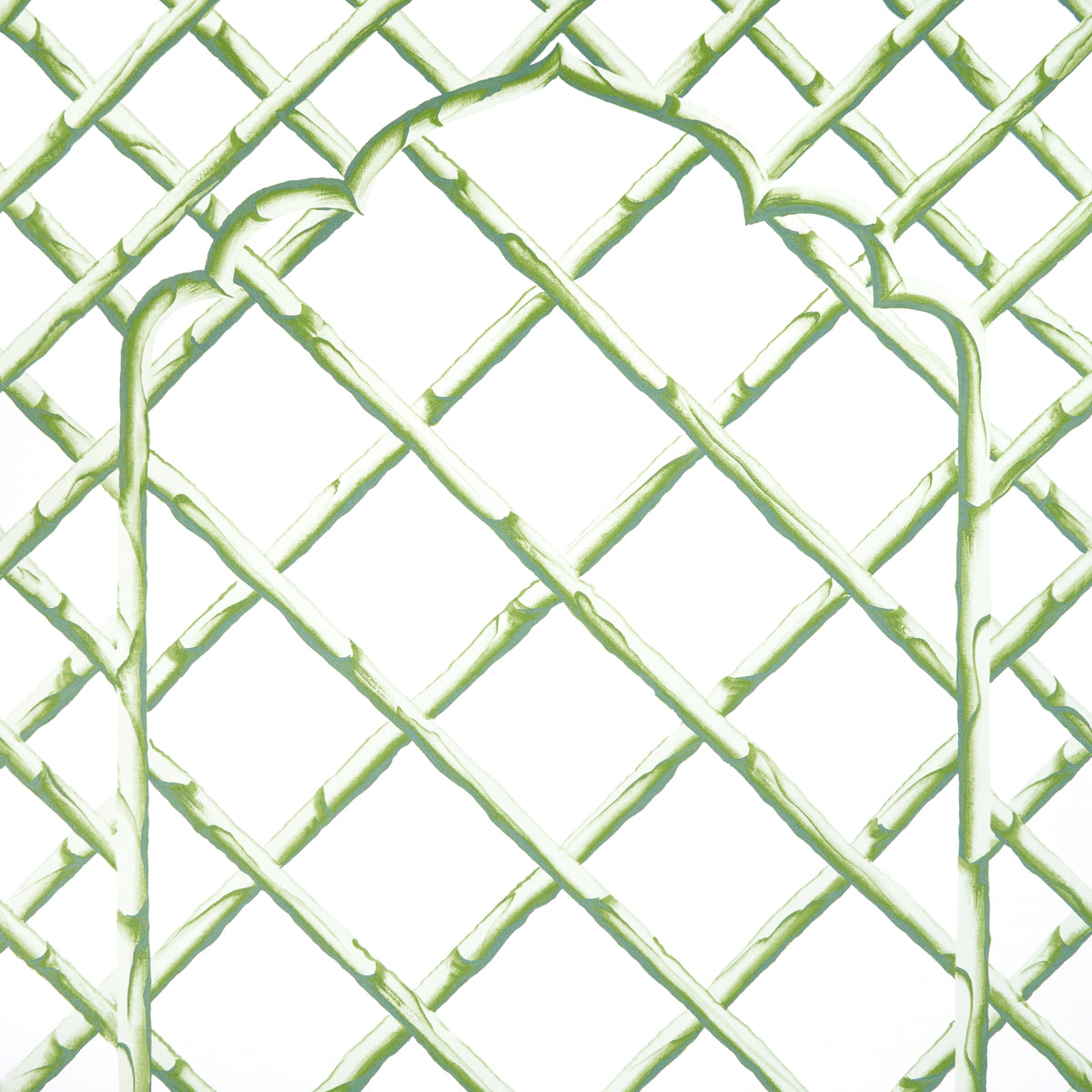 Bamboo Trellis Panel B Green by Marie-Anne Oudejans Lattice Wallpaper Panel – Schumacher 5014400